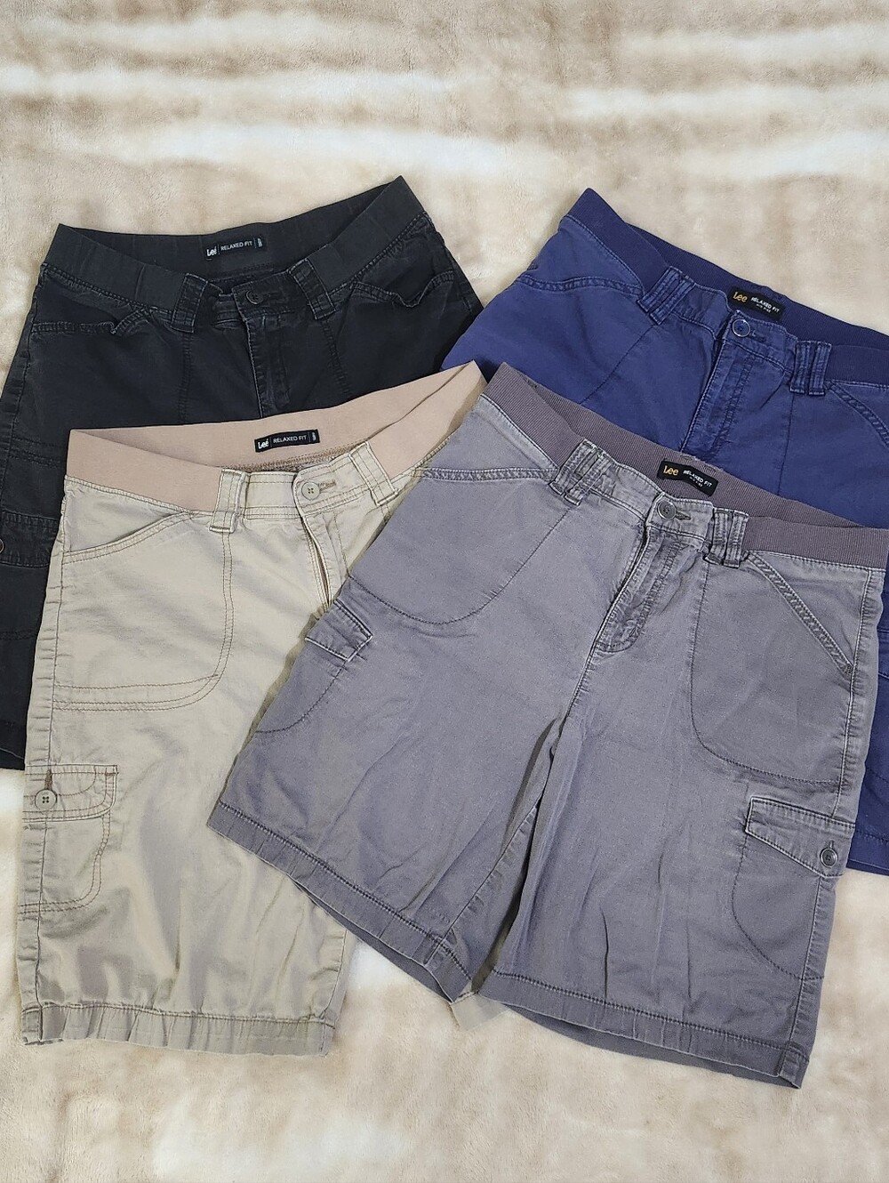 Bundle Set LOT of 4 Pair Of Lee Relaxed Fit Mid Rise Cargo Shorts Size 10